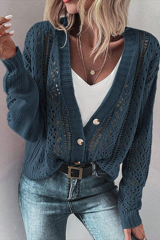 Fernanda | Open knit women's knitted sweater with deep shoulders