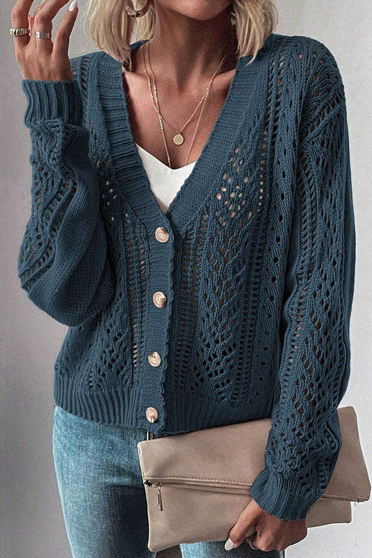 Fernanda | Open knit women's knitted sweater with deep shoulders