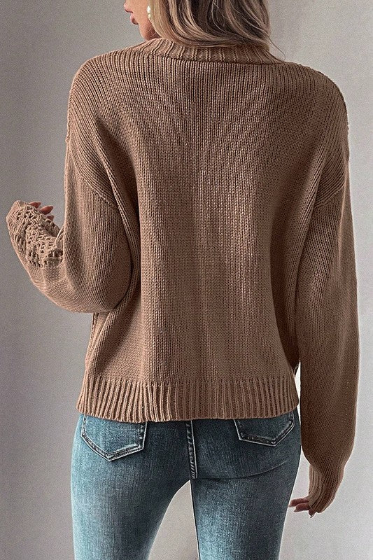 Fernanda | Open knit women's knitted sweater with deep shoulders