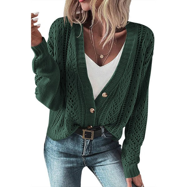 Fernanda | Open knit women's knitted sweater with deep shoulders