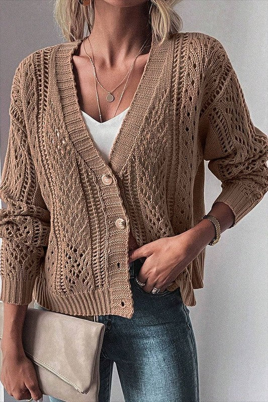 Fernanda | Open knit women's knitted sweater with deep shoulders