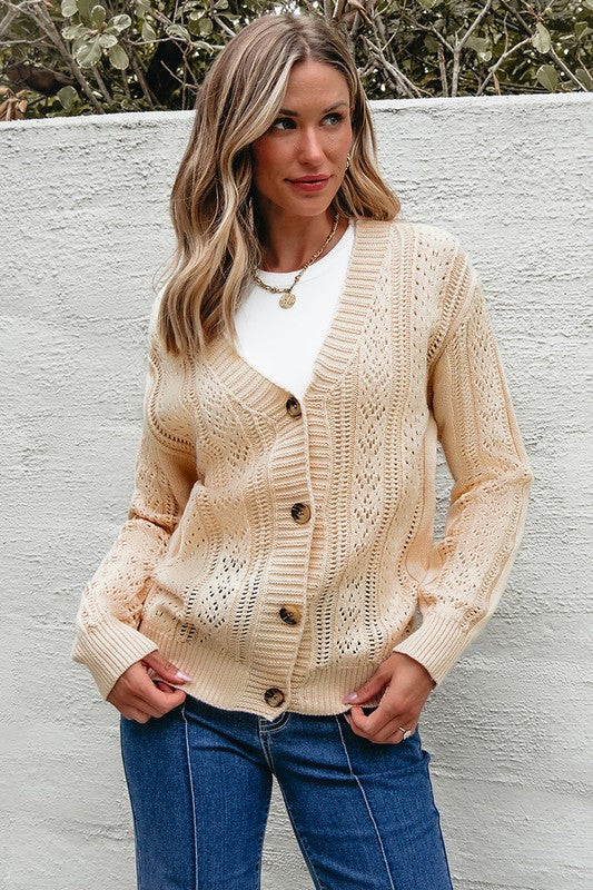 Fernanda | Open knit women's knitted sweater with deep shoulders