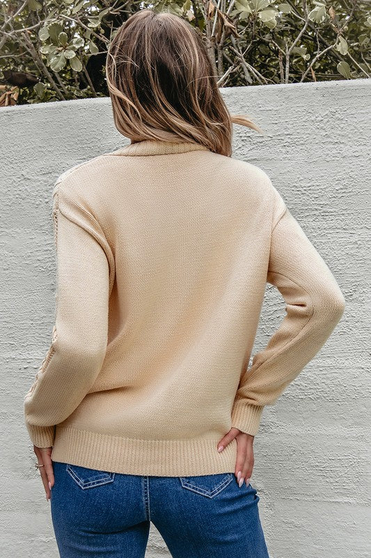 Fernanda | Open knit women's knitted sweater with deep shoulders