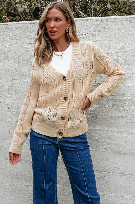 Fernanda | Open knit women's knitted sweater with deep shoulders