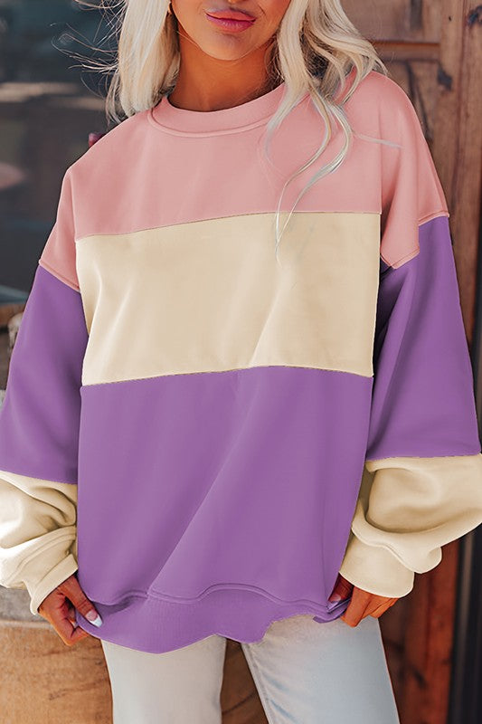 Krystel | Color block patchwork drop sweatshirt for women