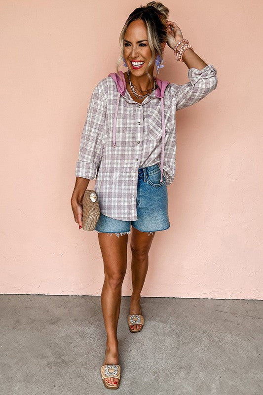 Greta | Loose-fitting, button-down printed hoodie for women