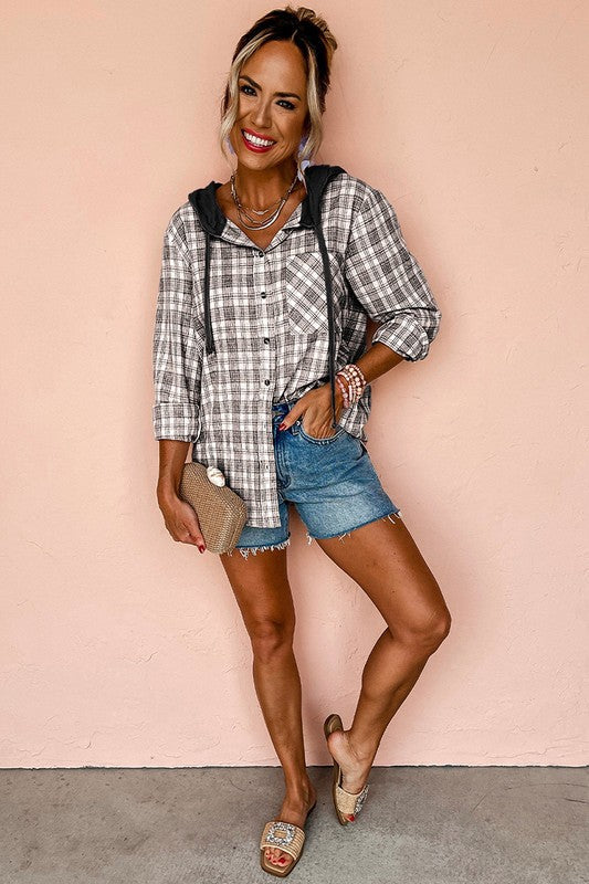 Greta | Loose-fitting, button-down printed hoodie for women