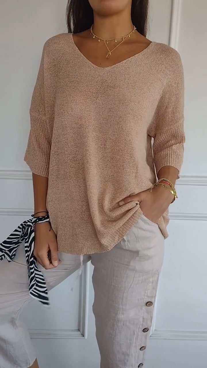 Ivanna® | Colored Knitted Top With V-Neck