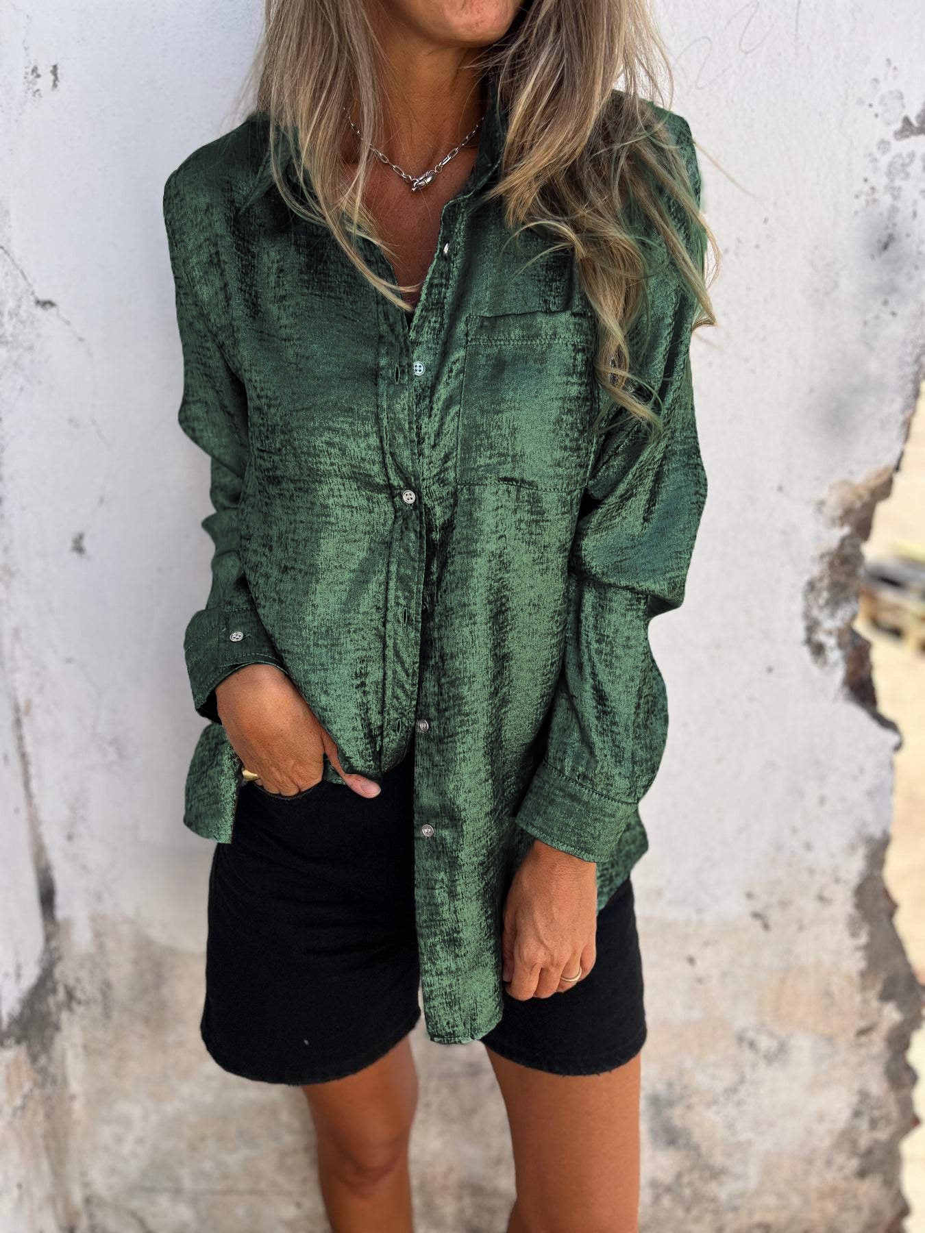 Hana® | Metallic-Bluse