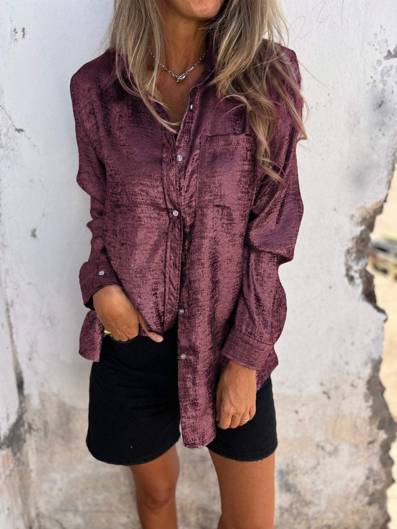 Hana® | Metallic-Bluse
