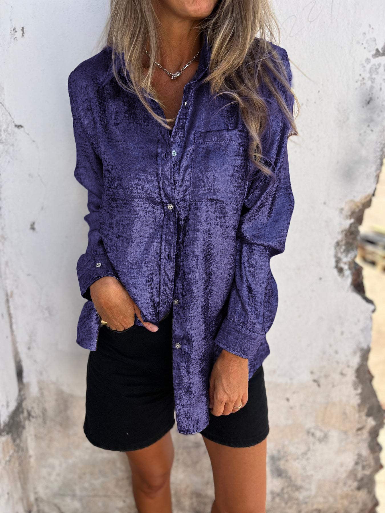 Jasmine® | Metallic women's blouse with collar