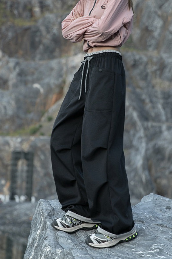 Quick Dry Cargo Wide Leg Cuffed Pants