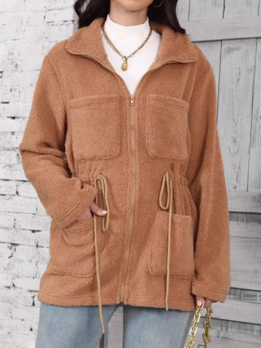Ivette | Long sleeve outerwear with drawstring and zip fastening