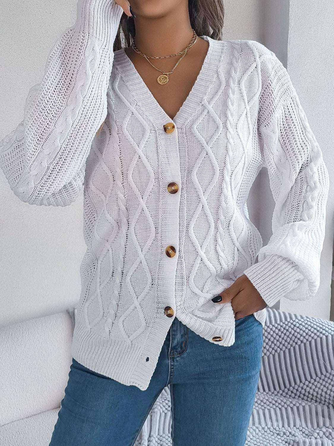 Stefanie | Cable knit cardigan with long sleeves
