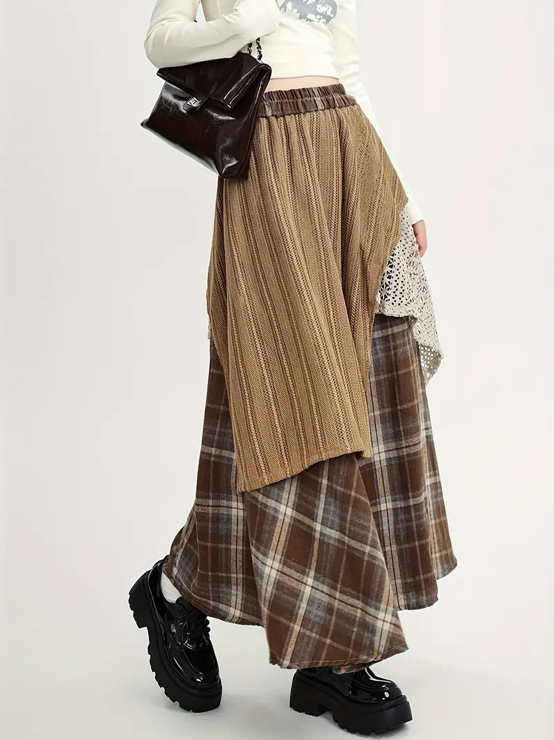 Martina® | Long Boho-Style Plaid Skirt