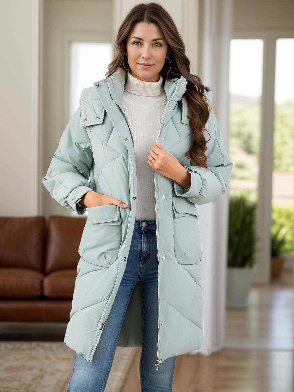 Avelina | Long-sleeved winter coat with hood and pockets