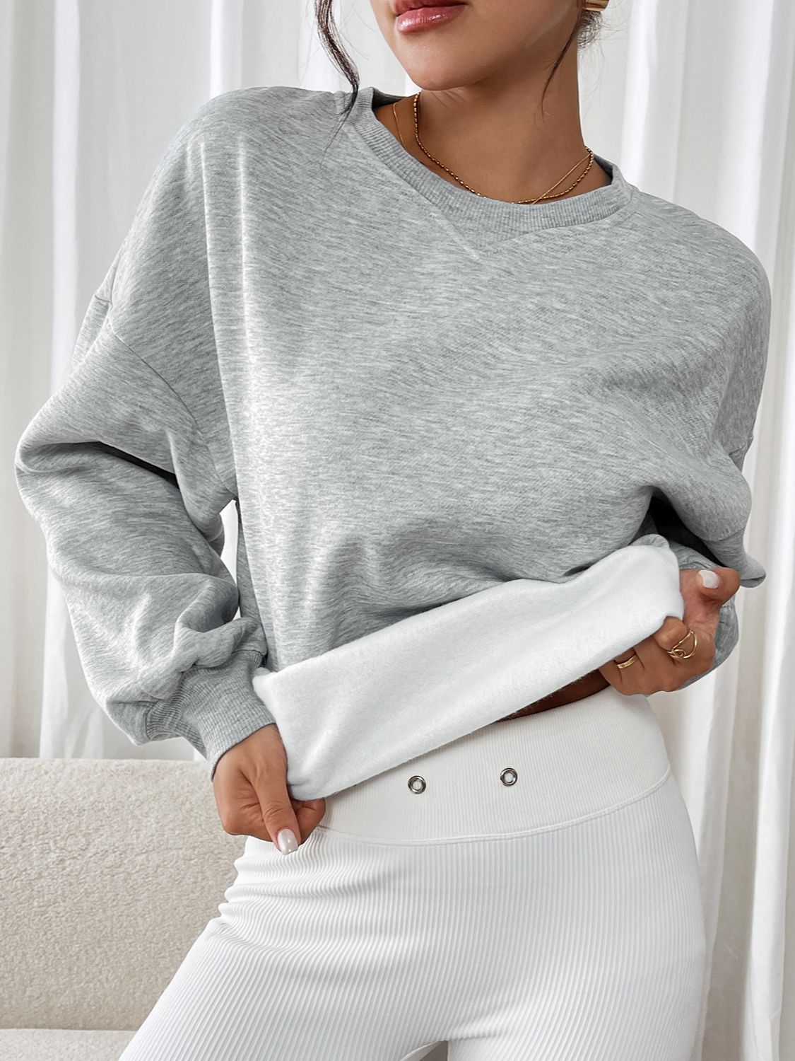 Esperanza | Perfee crew neck long sleeve sweatshirt
