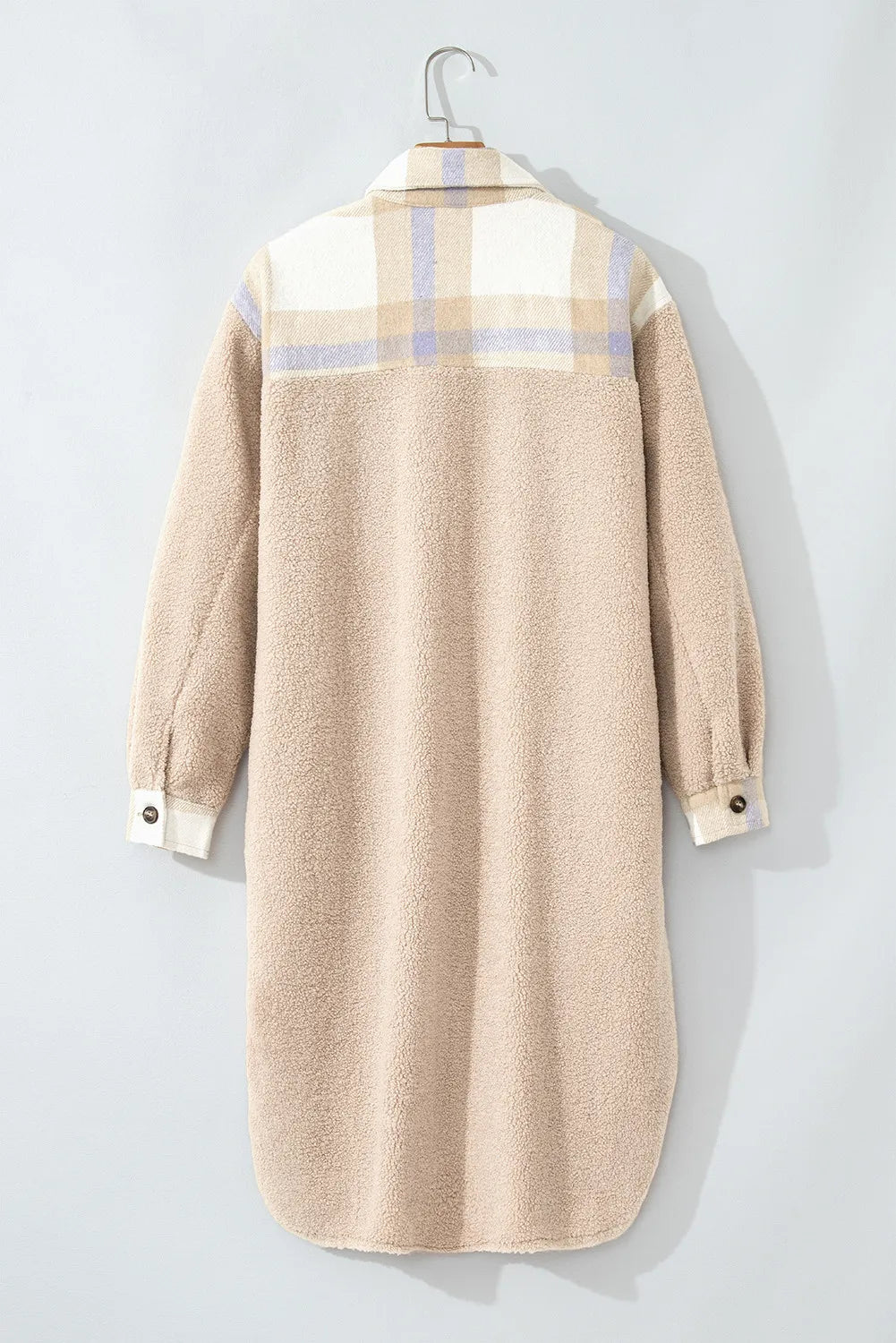 Renee | Long-sleeved slit check coat with button placket