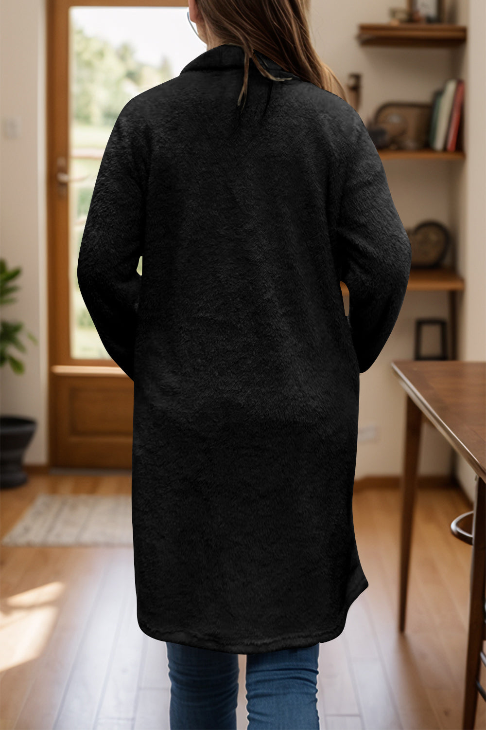 Gertrudis | Full size long sleeve plush one button coat