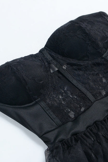 Sheer Lace Bustier Formal Dress