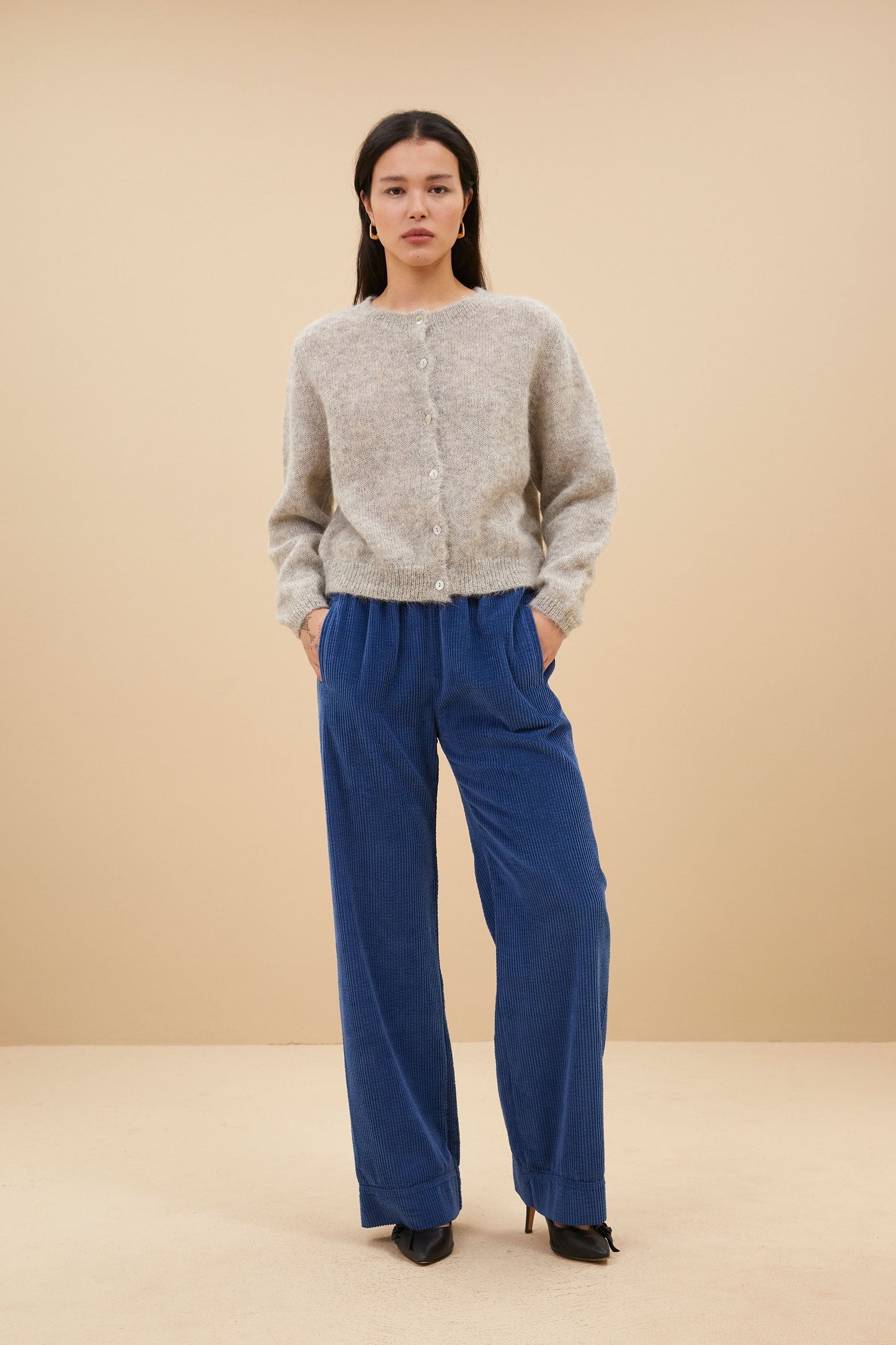 Emma | Gray Melee Natural Cleo Cardigan