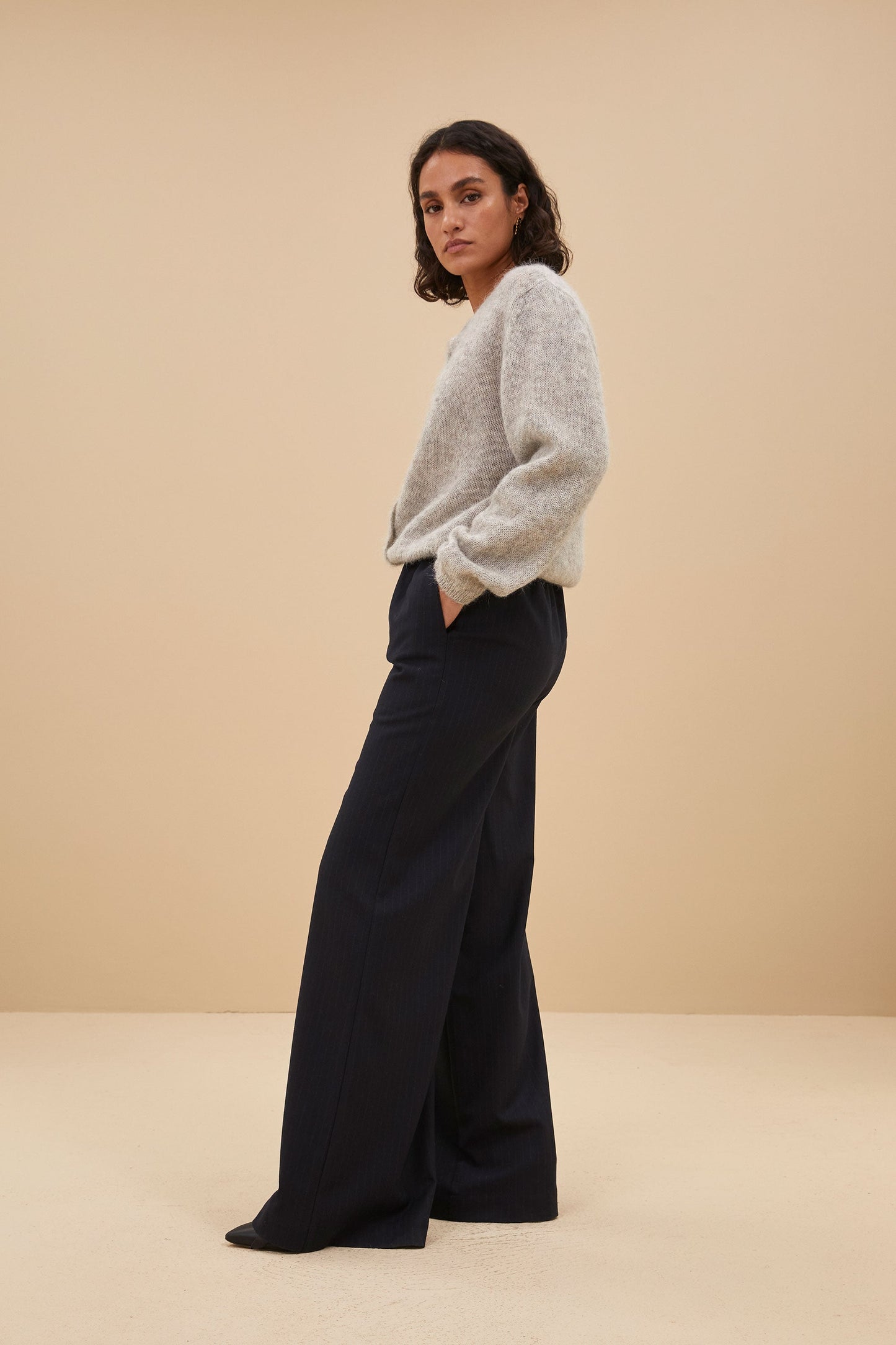 Emma | Gray Melee Natural Cleo Cardigan