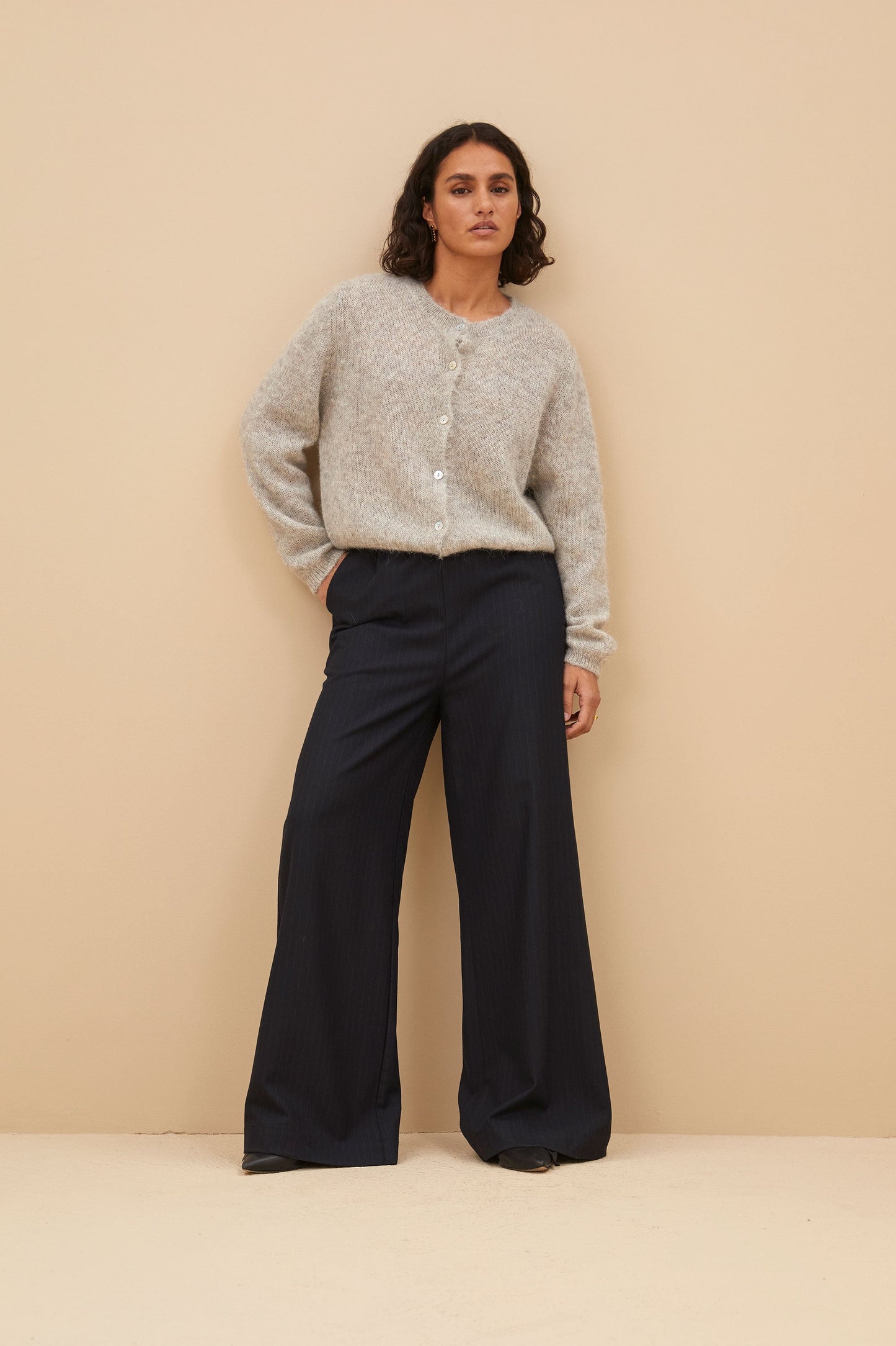 Emma | Gray Melee Natural Cleo Cardigan