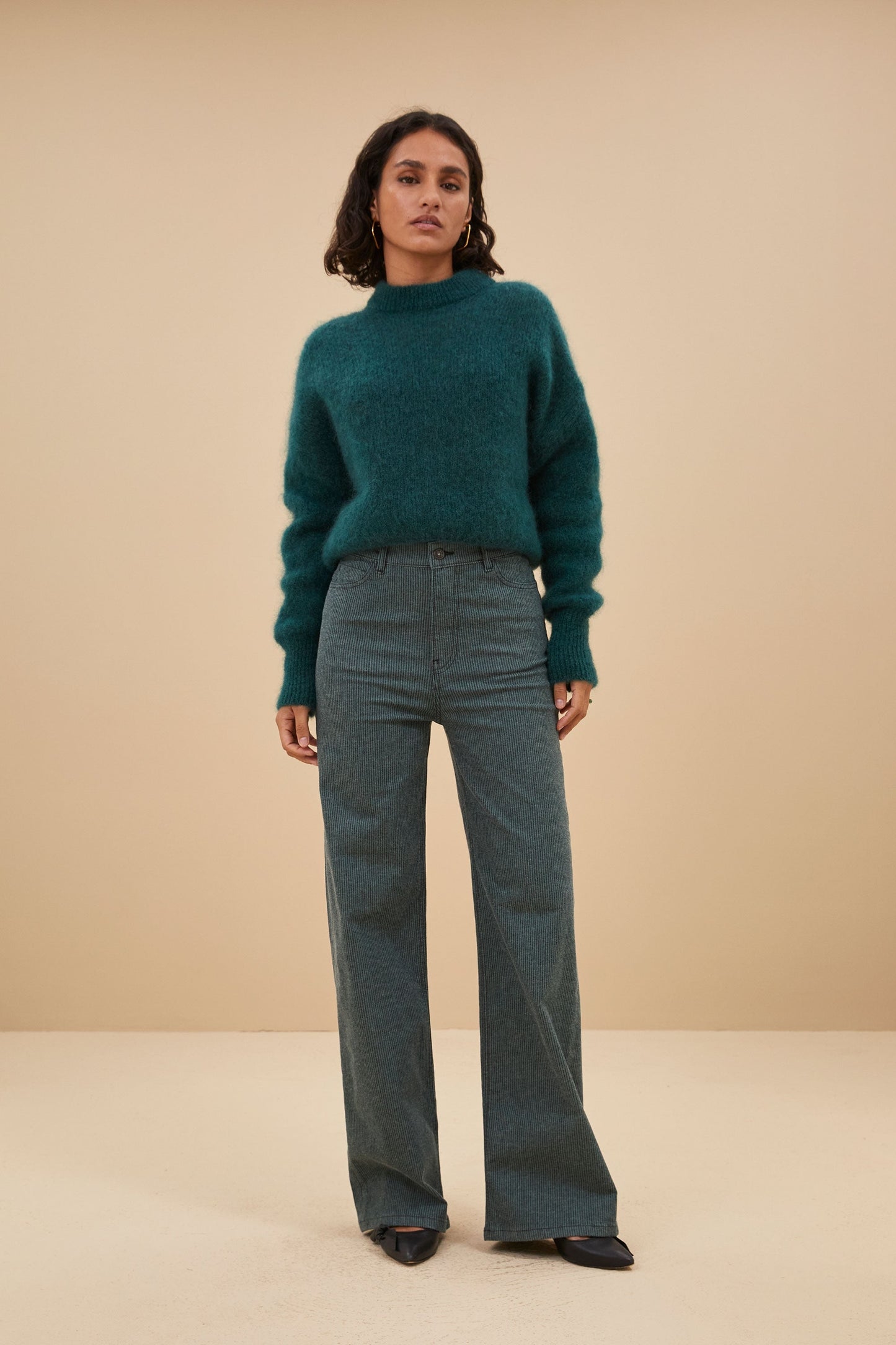 Estela | Striped linen pants in tropical jungle