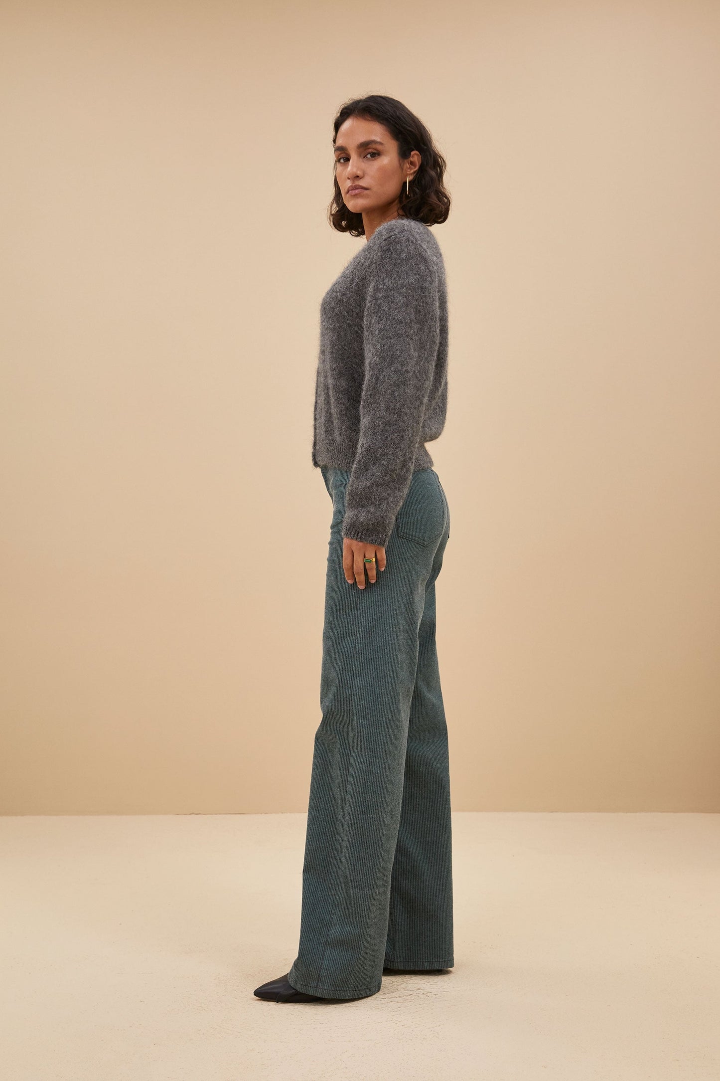 Estela | Striped linen pants in tropical jungle
