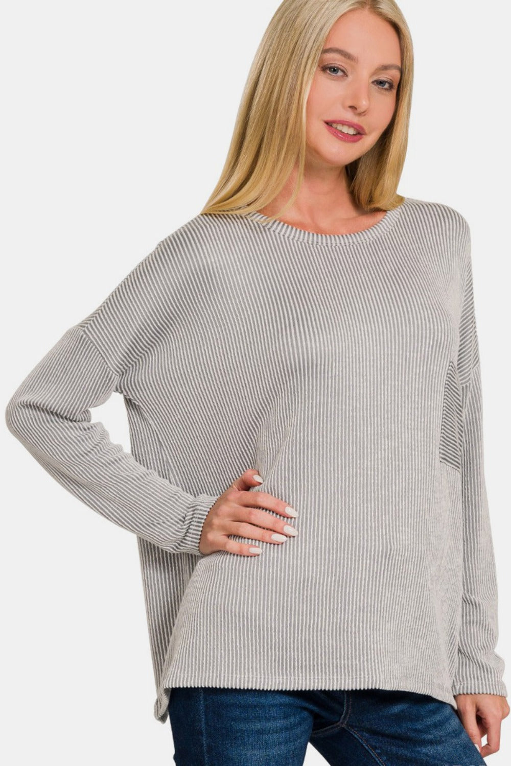 Frida | Ribbed striped long sleeve t-shirt