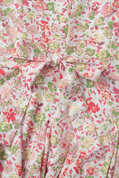 Peter Pan Collar Floral Puff Sleeve Button Mini Dress