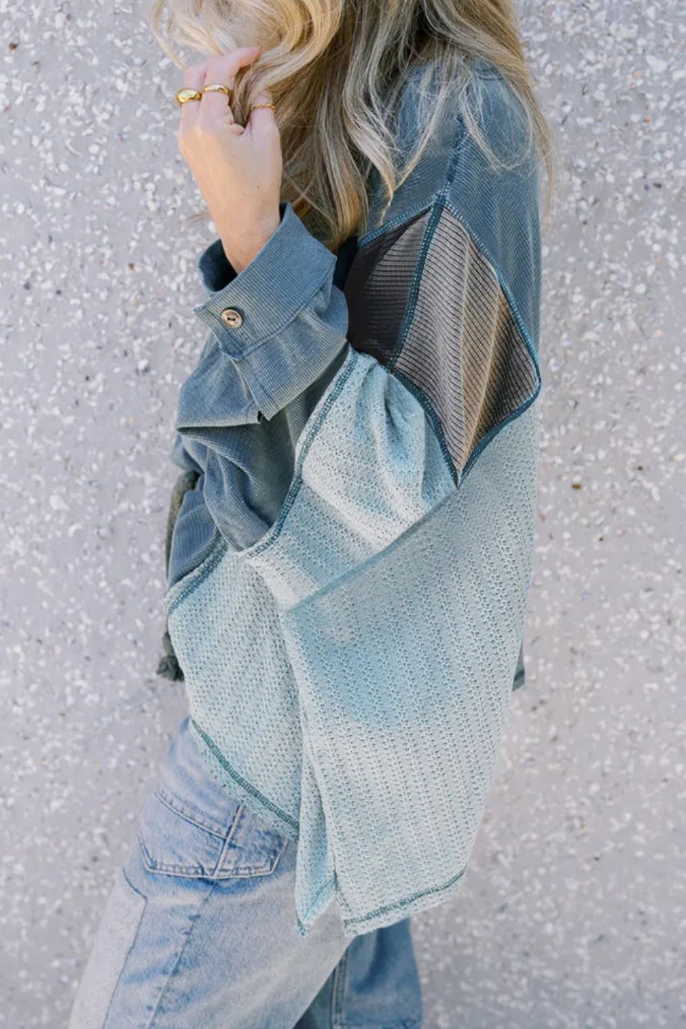 Tereza | Patchwork color block long sleeve crew neck top