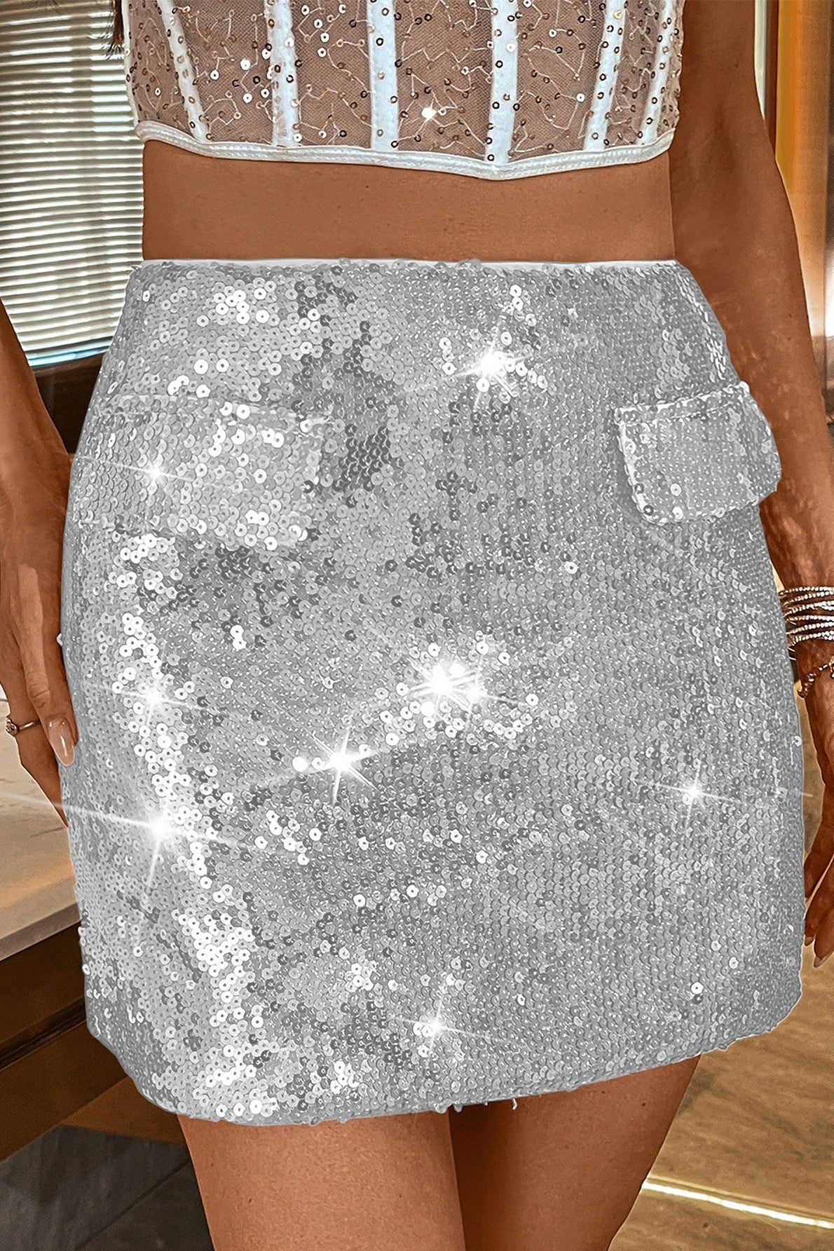 Sequin Bodycon Mini Skirt