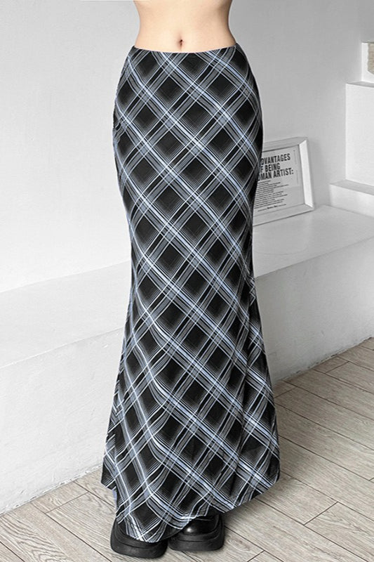 Plaid High Waist Bodycon Skirt