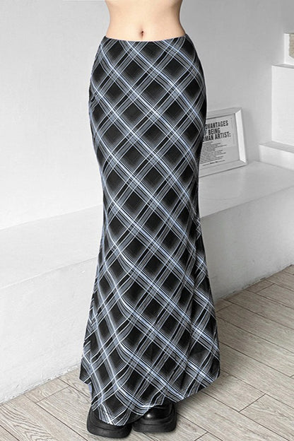 Plaid High Waist Bodycon Skirt