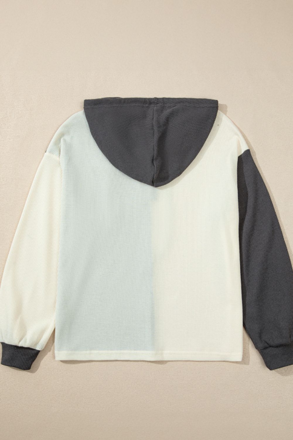 Yesenia | Two-tone long-sleeved waffle knit hoodie