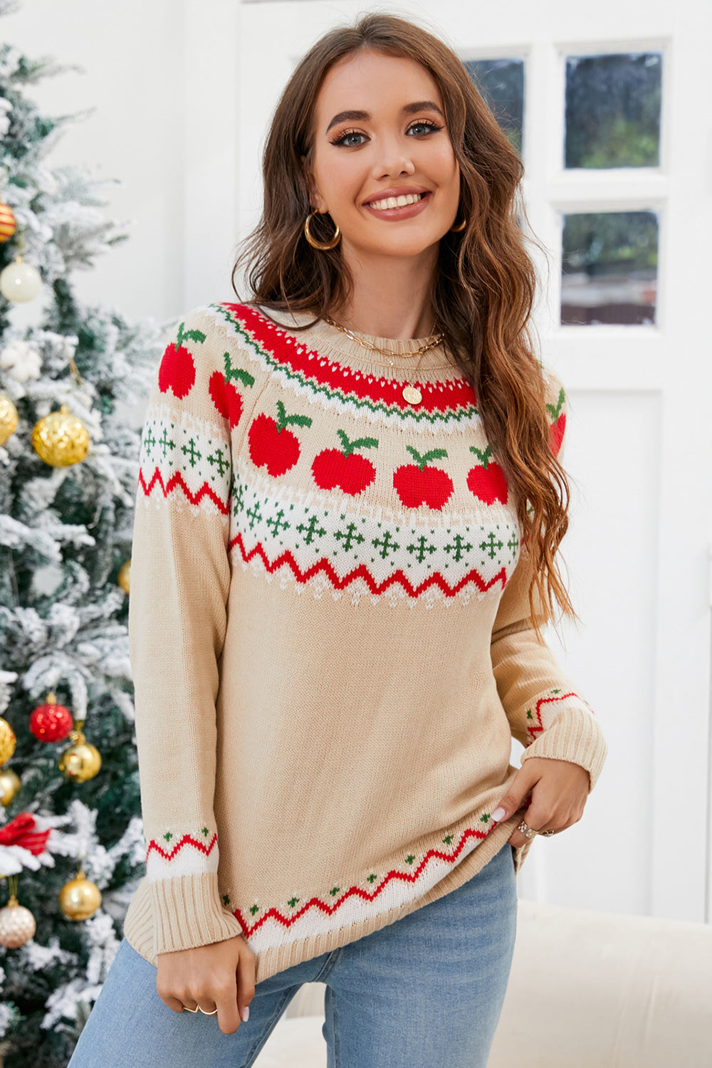 Amalia | Graphic crew neck long sleeve sweater