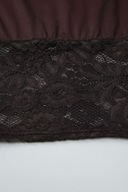 Asymmetric Off Shoulder Lace Waist Slim Crop T-shirt