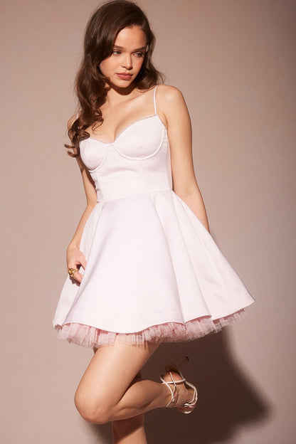 Spaghetti Strap Puff Mini Party Dress