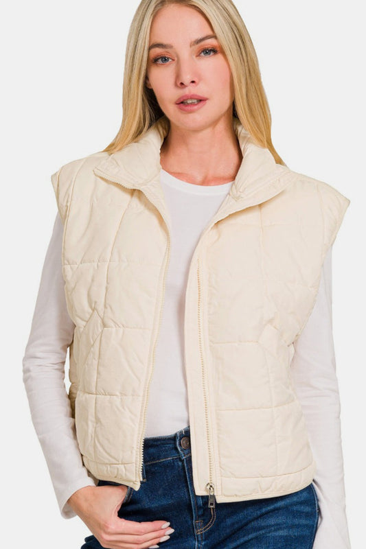 Catarina | Cropped puffer vest with zip and pockets