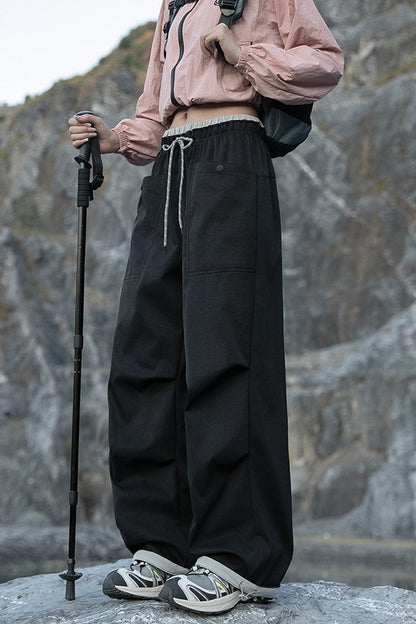 Quick Dry Cargo Wide Leg Cuffed Pants