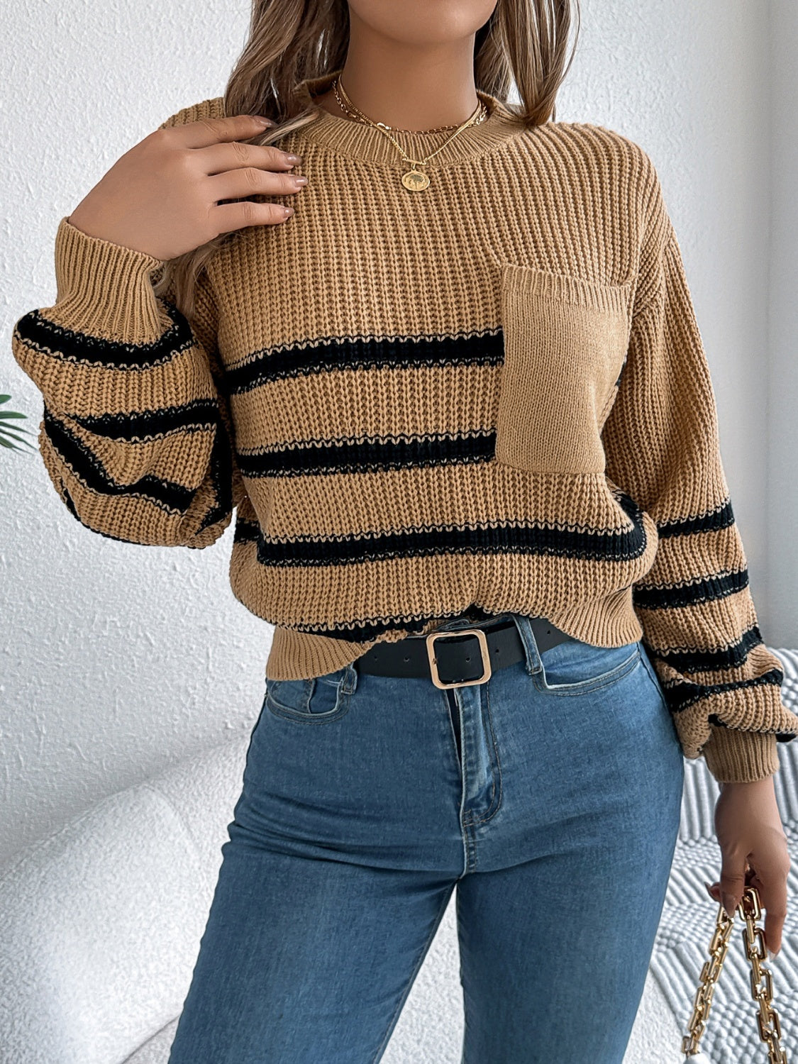 Sandra | Striped long-sleeved sweater with a crew neck