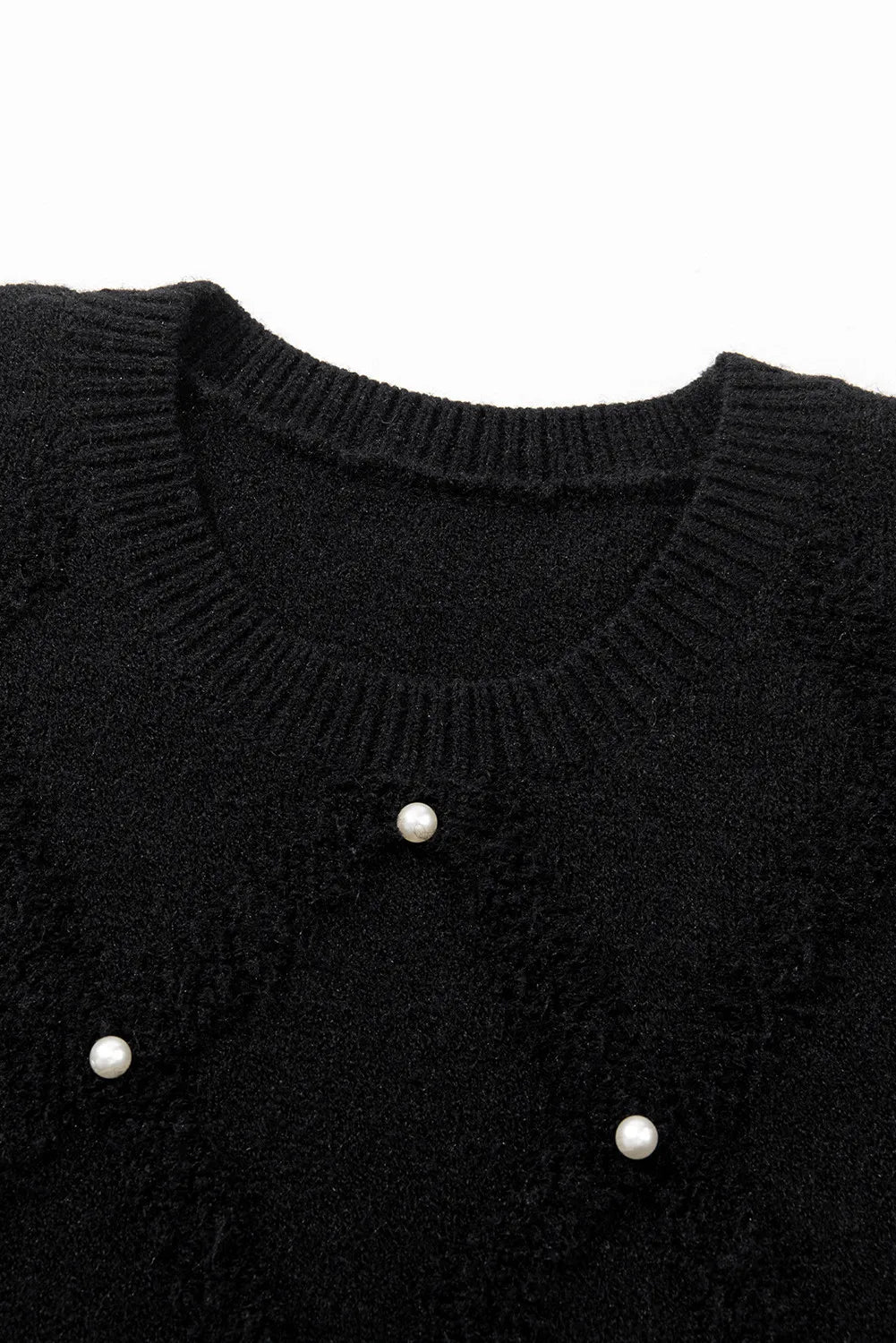 Adina | Long sleeve crew neck sweater with pearl detail