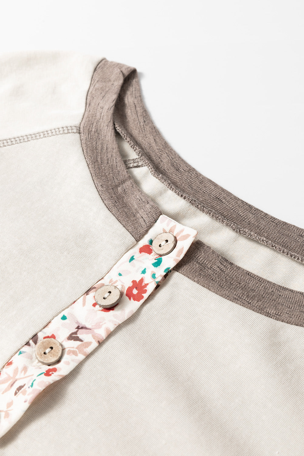 Fabiola | Floral half button long sleeve t-shirt