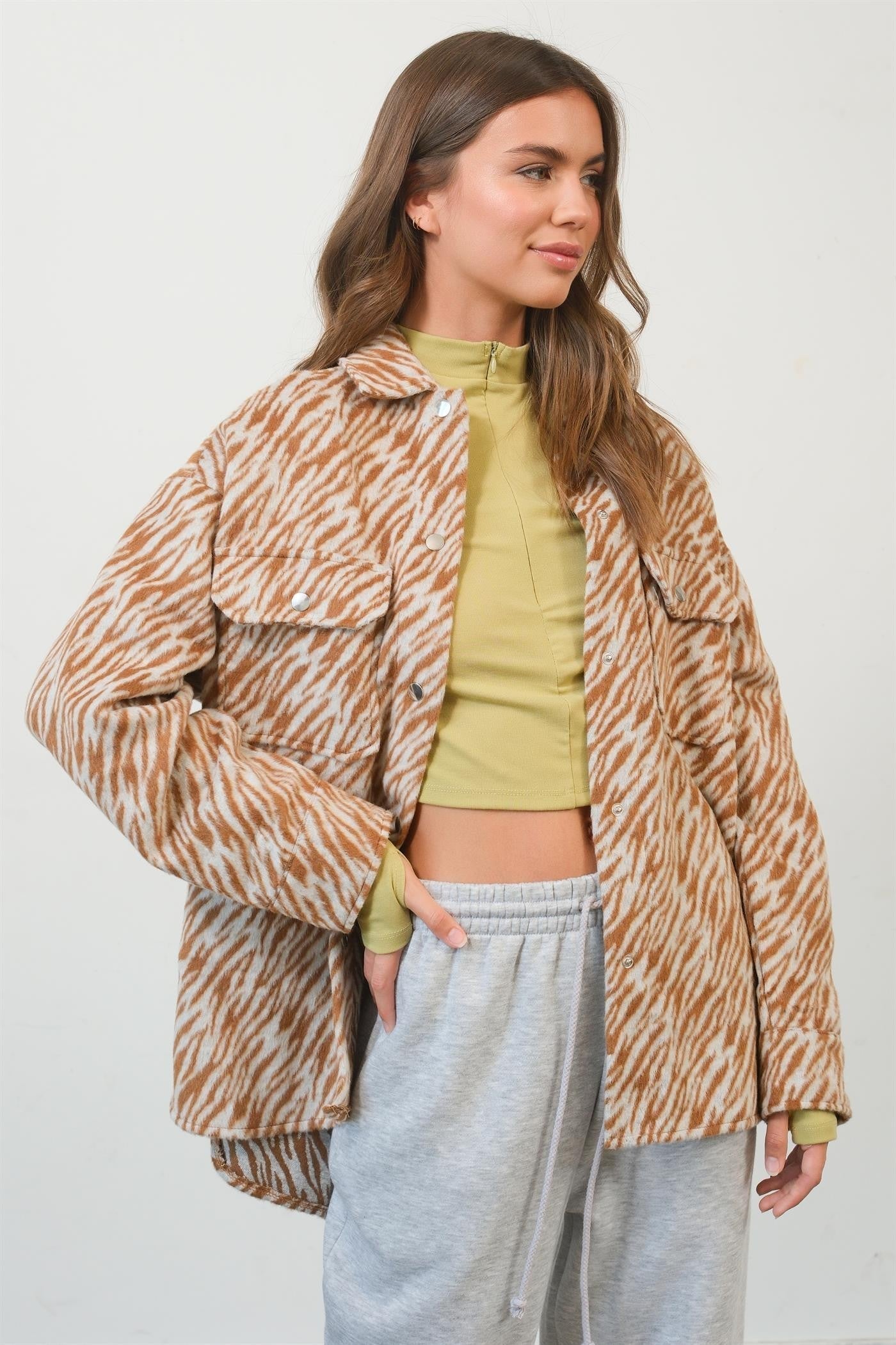 Mariola | Long-sleeved shirt with zebra pattern and press studs