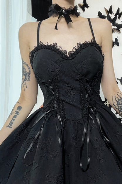 Lace Trim Slip Gothic Dress