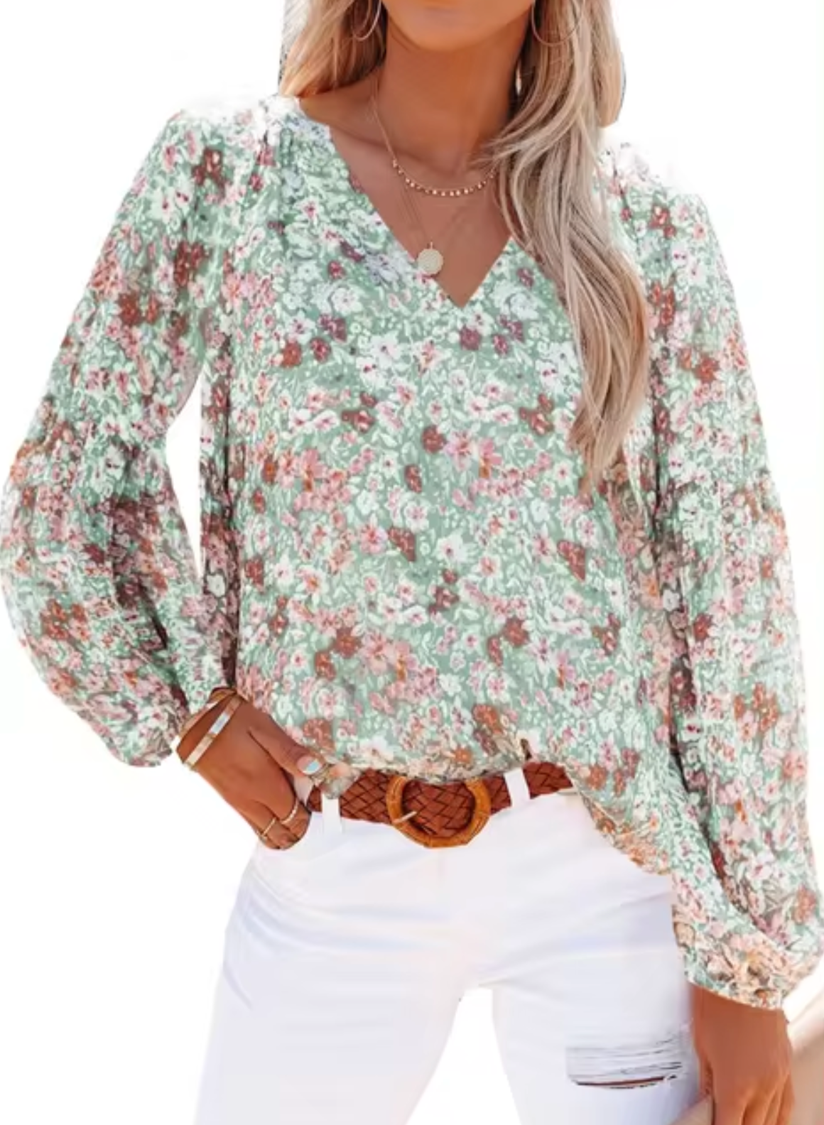 Ellie® | Floral Print Chiffon Blouse