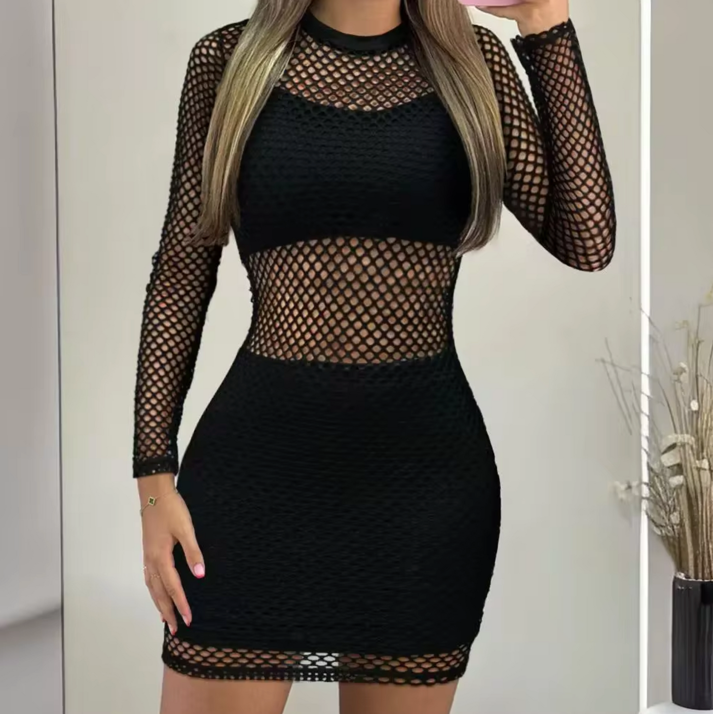 Esther® | Bodycon Mini Dress Made Of Mesh Fabric