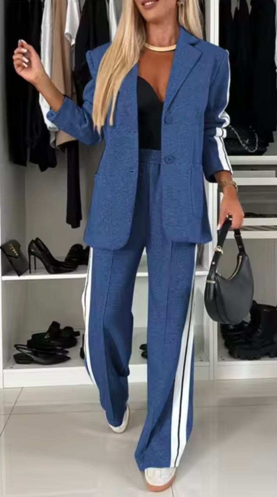 Nadia | Elegant cotton blazer and trousers set