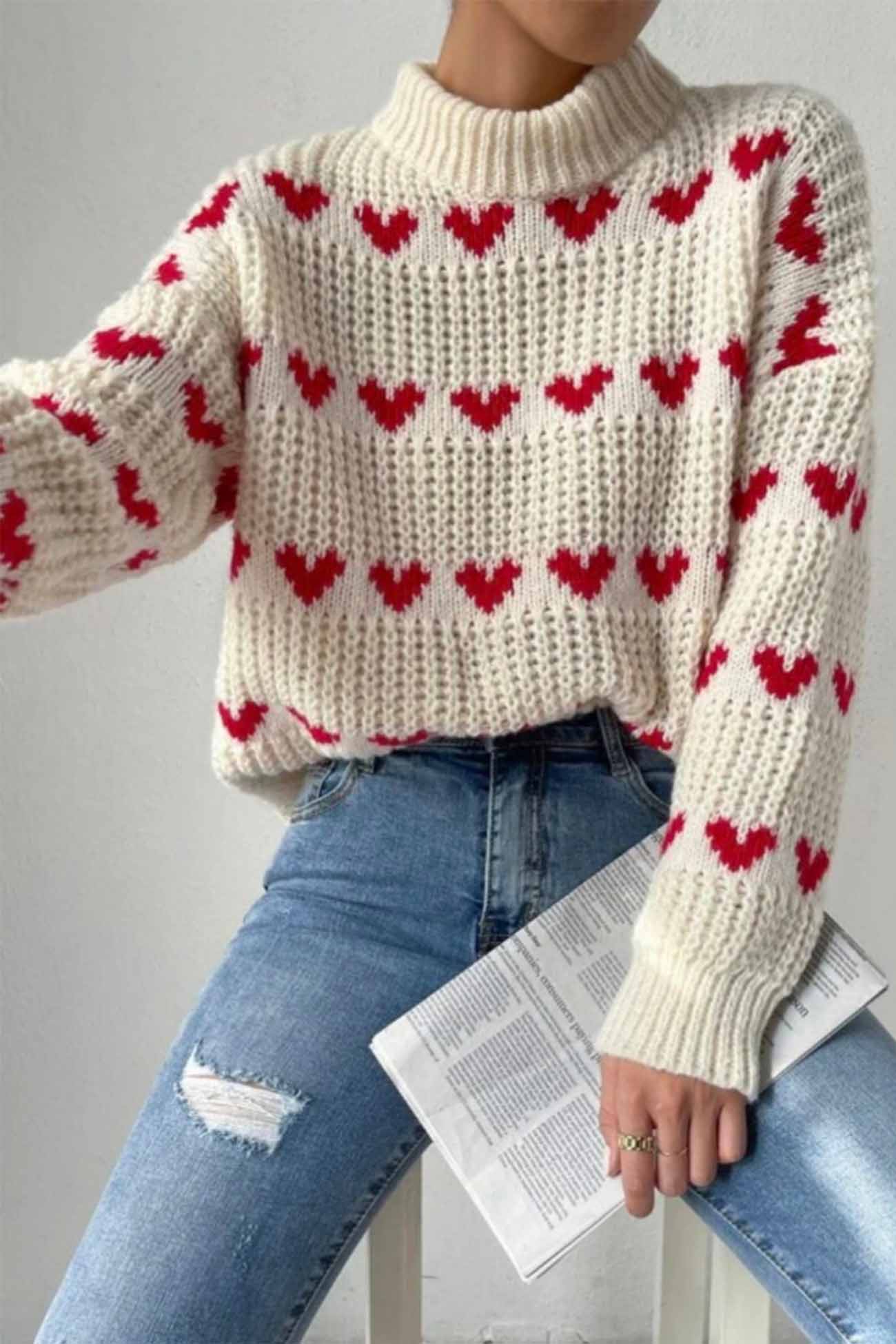 Heidi | Heart jacquard knit sweater